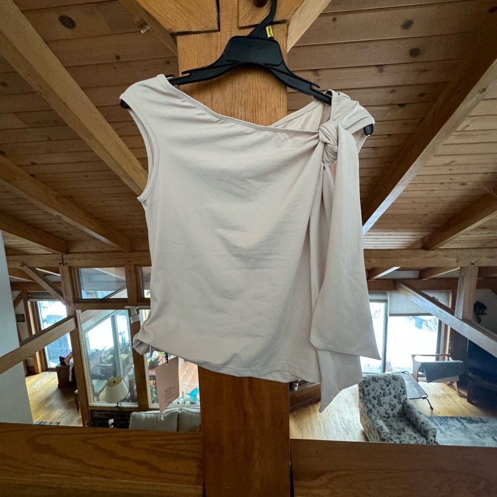 Elegant Cream/Beige One-Shoulder Top
